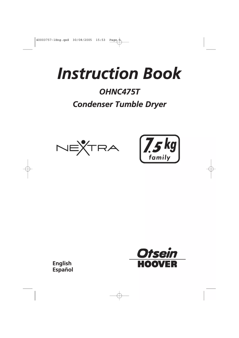 Página 1 del manual Manual de usuario Otsein-Hoover OHNC 475 S