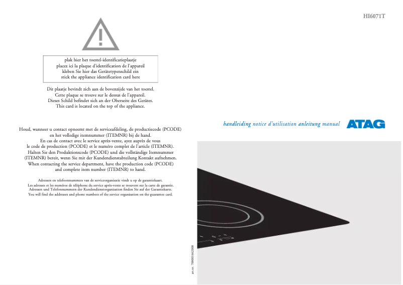 Página 1 del manual Manual de usuario Atag HI6071T