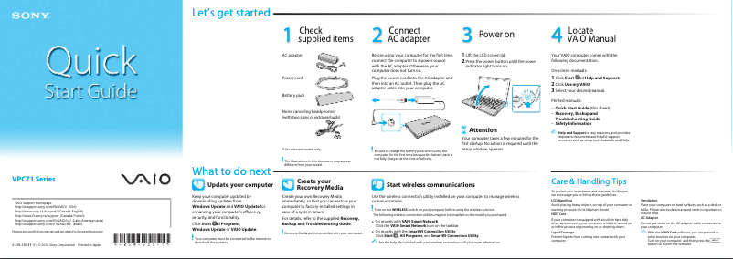 Imagen de la primera página del manual del dispositivo Vaio VPCZ13AHX