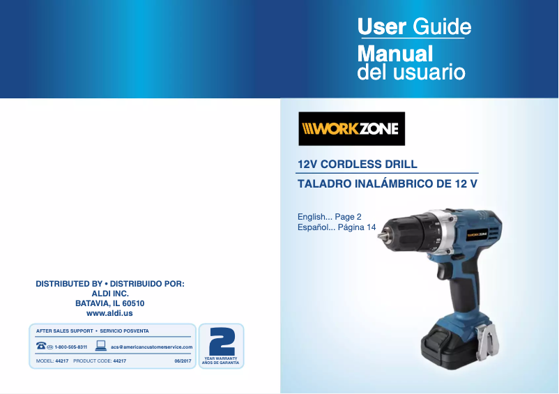 Imagen de la primera página del manual del dispositivo 12 V Lithium Ion Cordless Drill 44217
