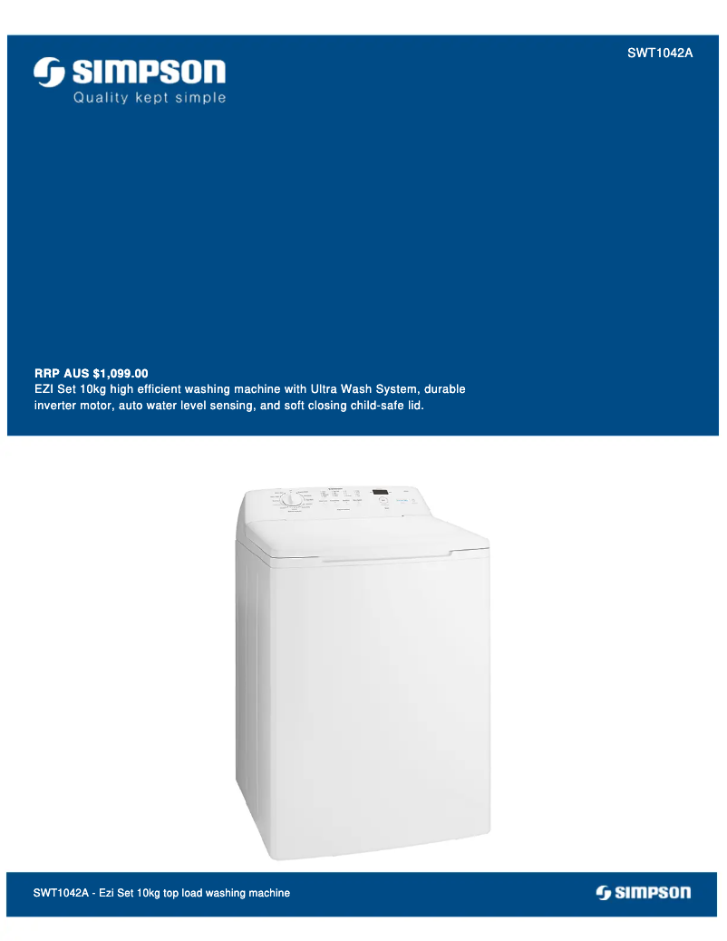 Página 1 del manual Ficha técnica Simpson SWT1042A