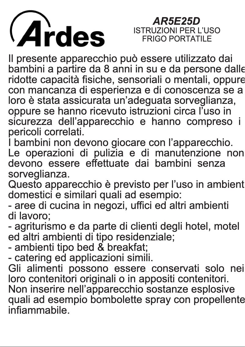 Imagen de la primera página del manual del dispositivo AR5E25D