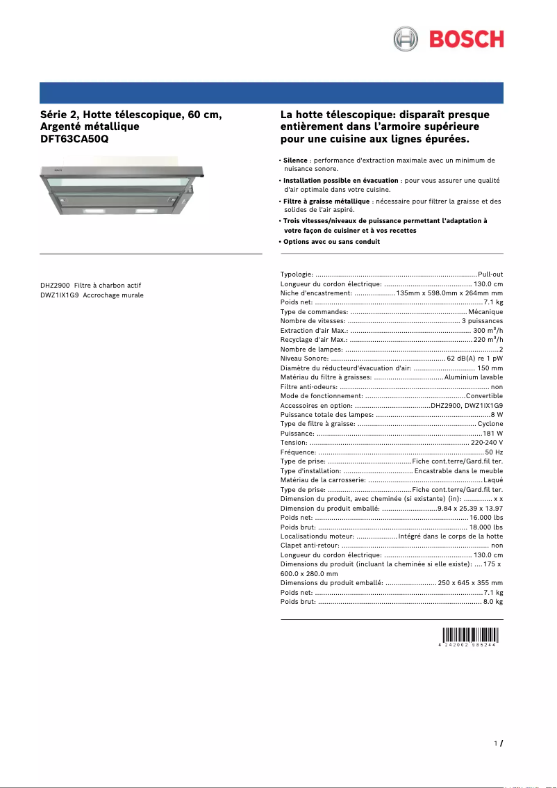 Imagen de la primera página del manual del dispositivo DFT63CA50Q