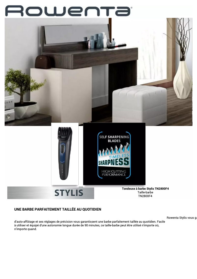 Página nº 1 - Ficha técnica Rowenta Stylis TN2800