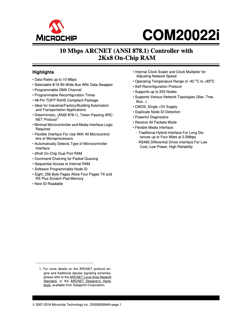 Imagen de la primera página del manual del dispositivo COM20022i