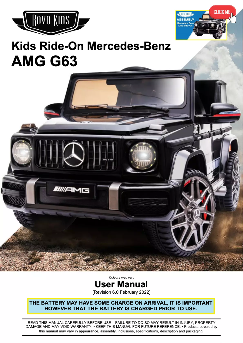 Página 1 del manual Manual de usuario Rovo Kids Mercedes AMG G63