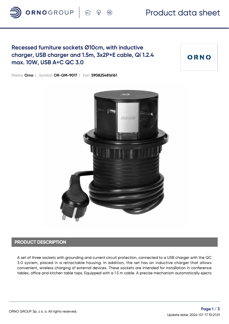 Imagen de la primera página del manual del dispositivo OR-GM-9017