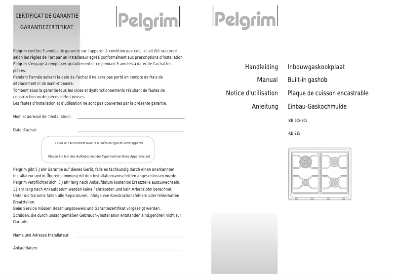 Página 1 del manual Manual de usuario Pelgrim IKB 605