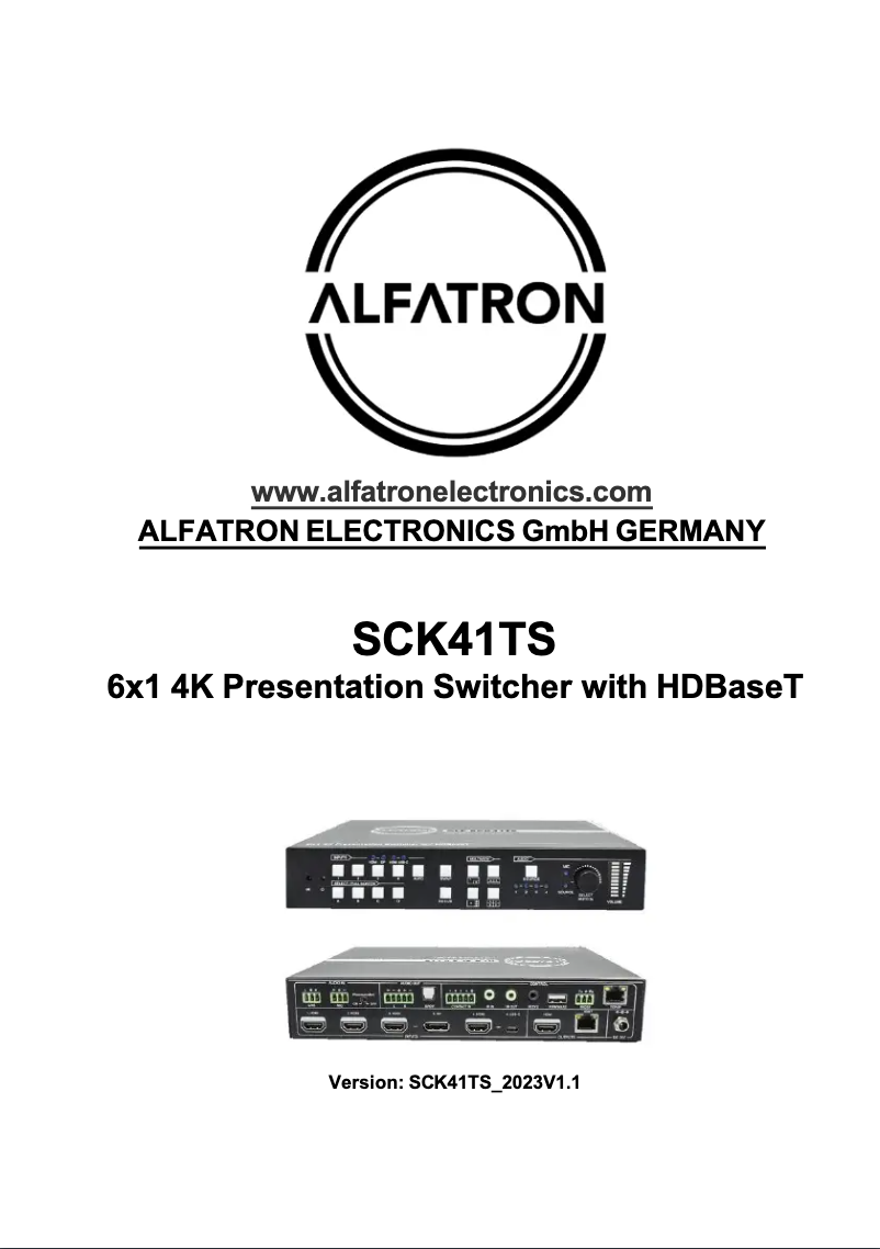 Página nº 1 - Manual de usuario Alfatron ALF-SCK41TS