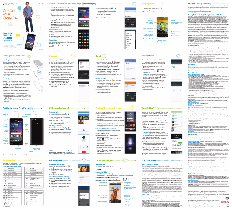 Imagen de la primera página del manual del dispositivo ZFive L LTE