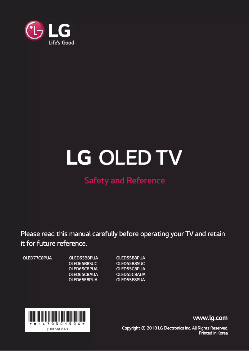 Página nº 1 - Manual de usuario LG OLED65B8SUC