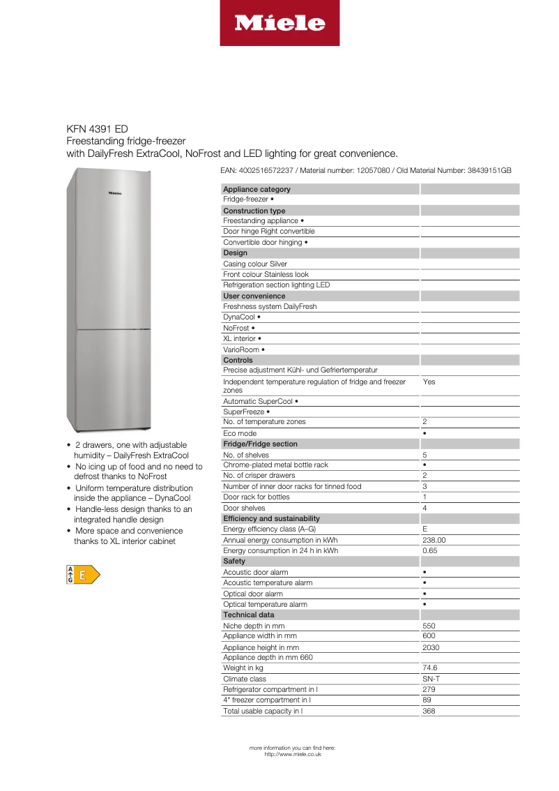 Imagen de la primera página del manual del dispositivo KFN 4391 ED