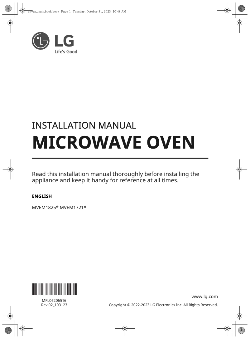 Página 1 del manual Guía de instalación LG MVEM1721F