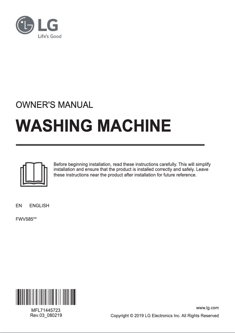 Página 1 del manual Manual de usuario LG FWV585WS