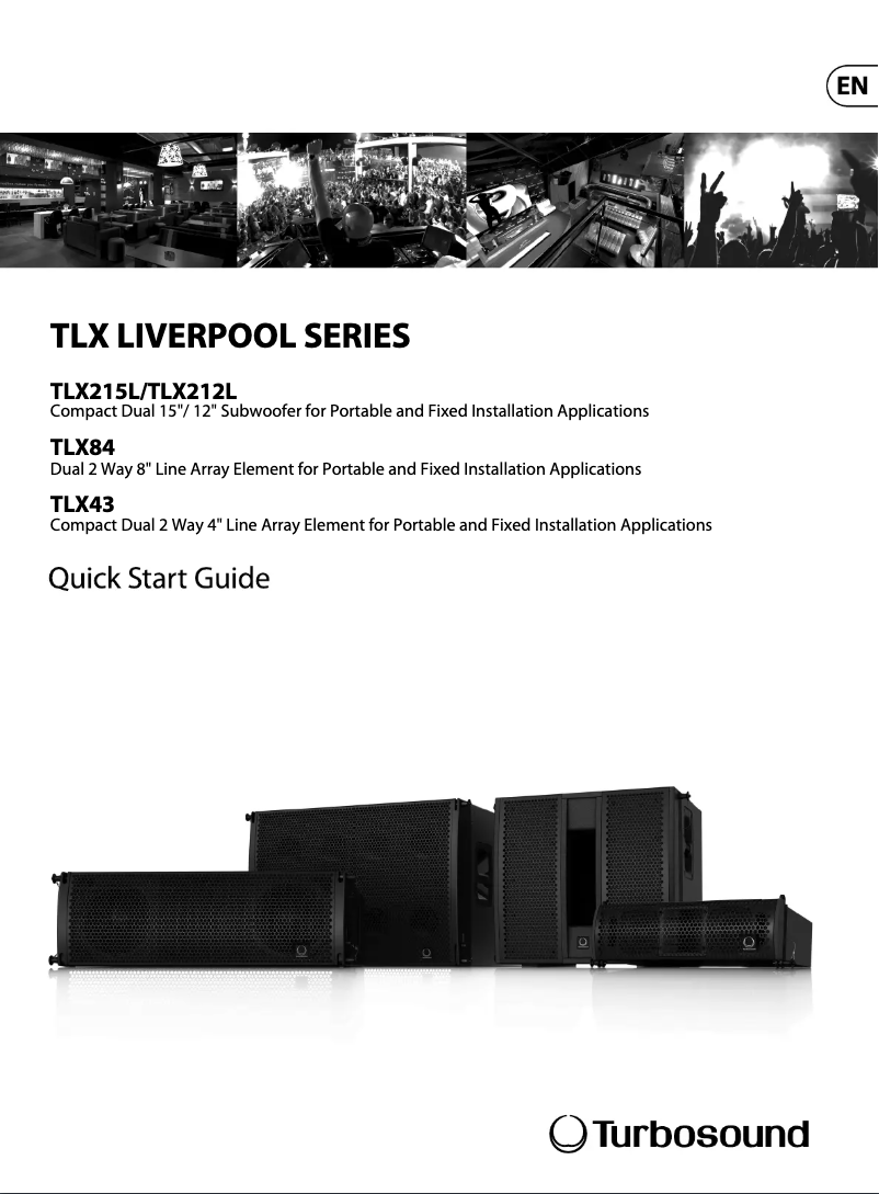 Página 1 del manual Guía de inicio rápido Turbosound Liverpool TLX84-FLB