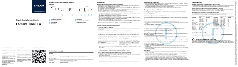 Imagen de la primera página del manual del dispositivo 1800EFW