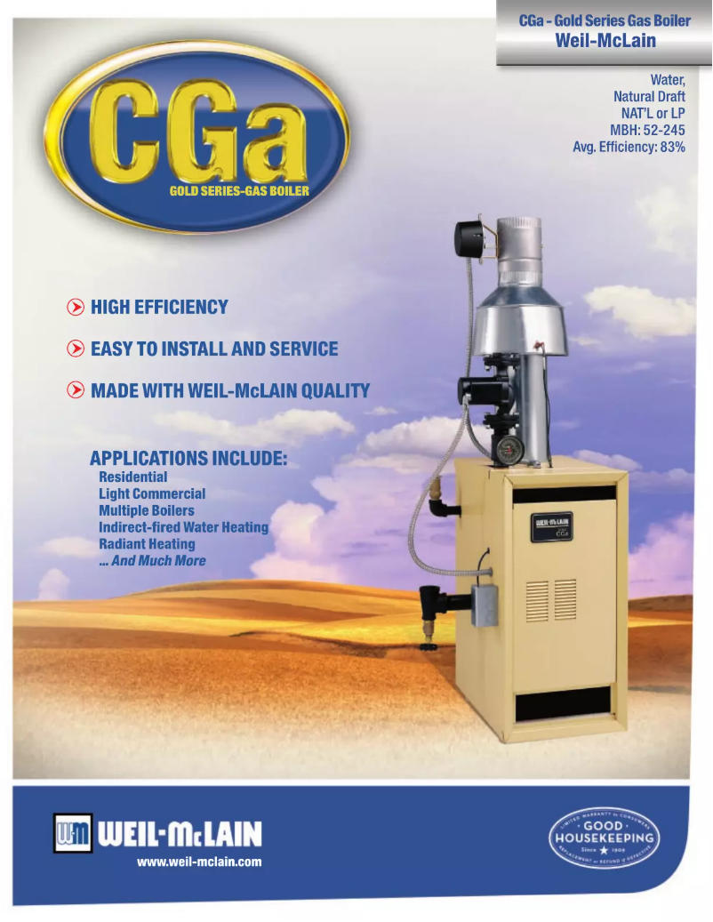 Página 1 del manual Folleto Weil-McLain CGA