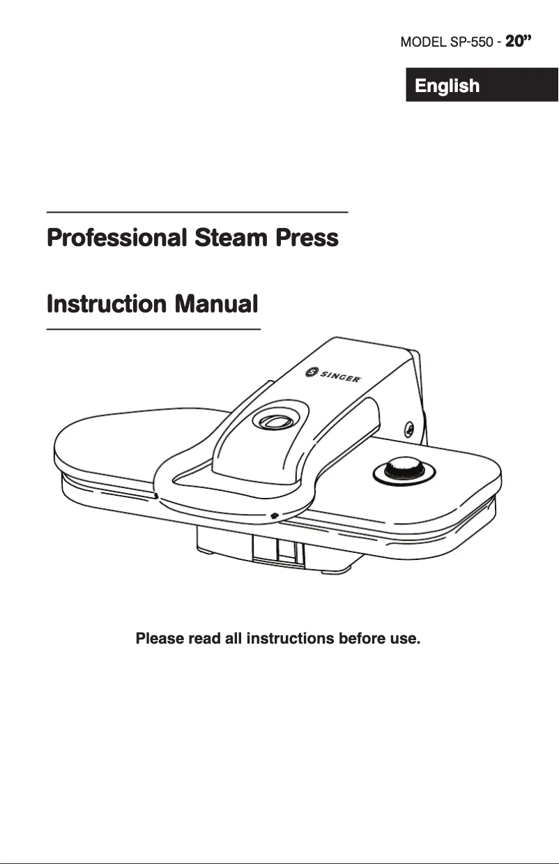 Página nº 1 - Manual de usuario Singer Professional Steam Press SP-550