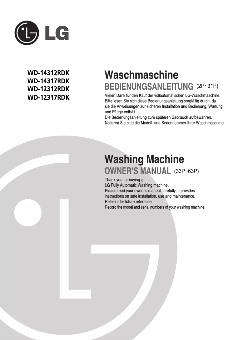Página 1 del manual Manual de usuario LG WD-12317