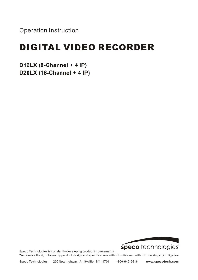 Página nº 1 - Manual de usuario Speco Technologies D20LX
