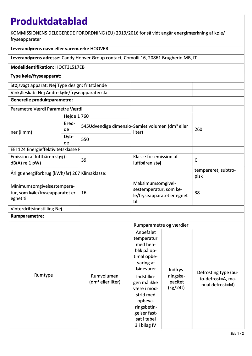 Imagen de la primera página del manual del dispositivo HOCT3L517EB