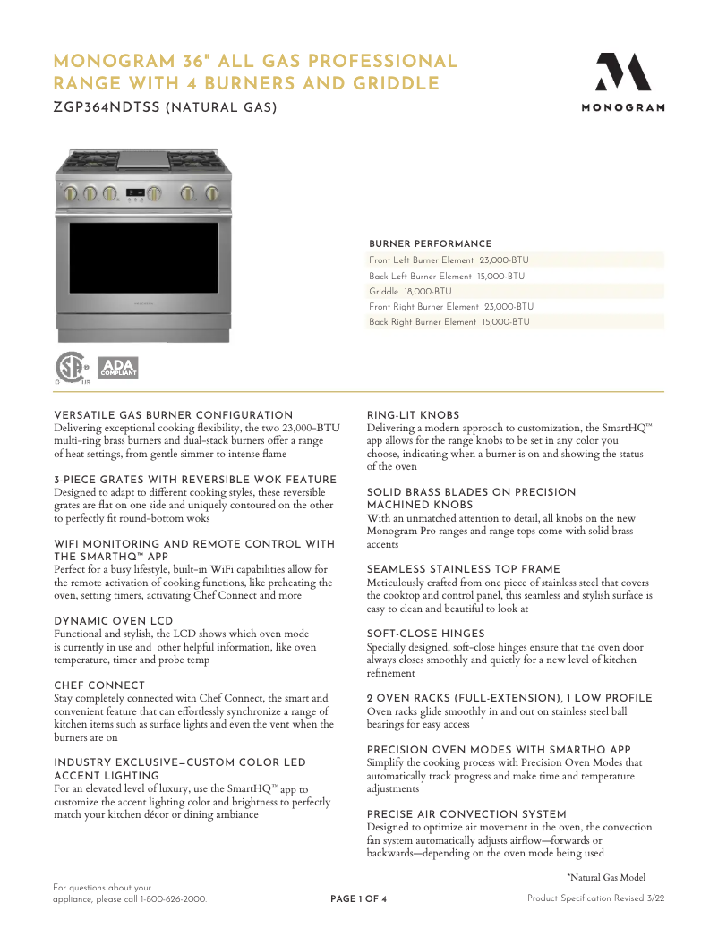 Imagen de la primera página del manual del dispositivo ZGP364NDTSS