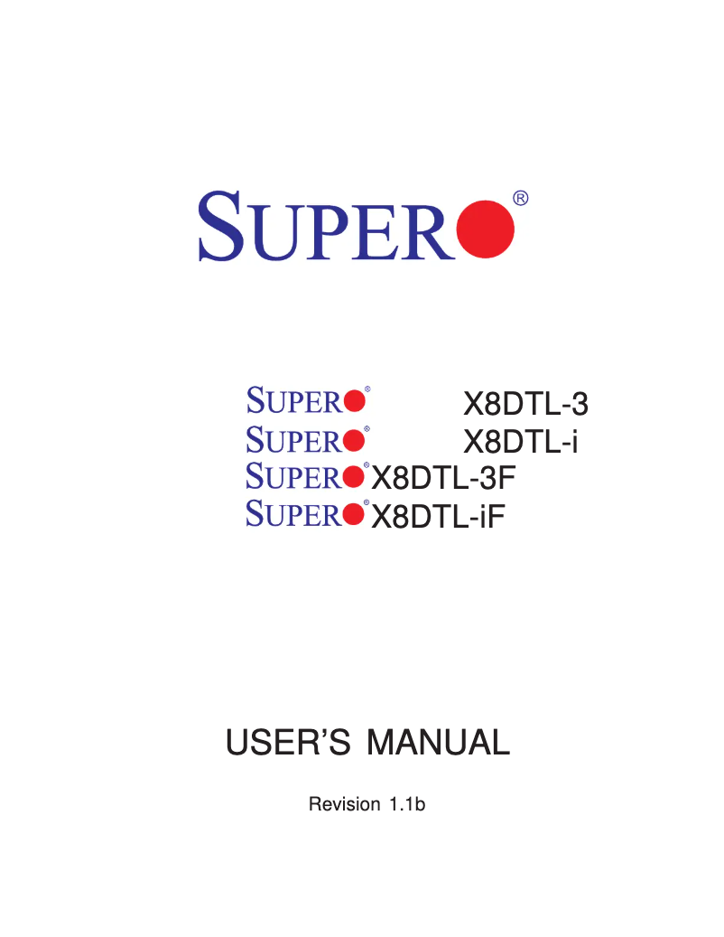 Página nº 1 - Manual de usuario Supermicro MBD-X8DTL-I-O