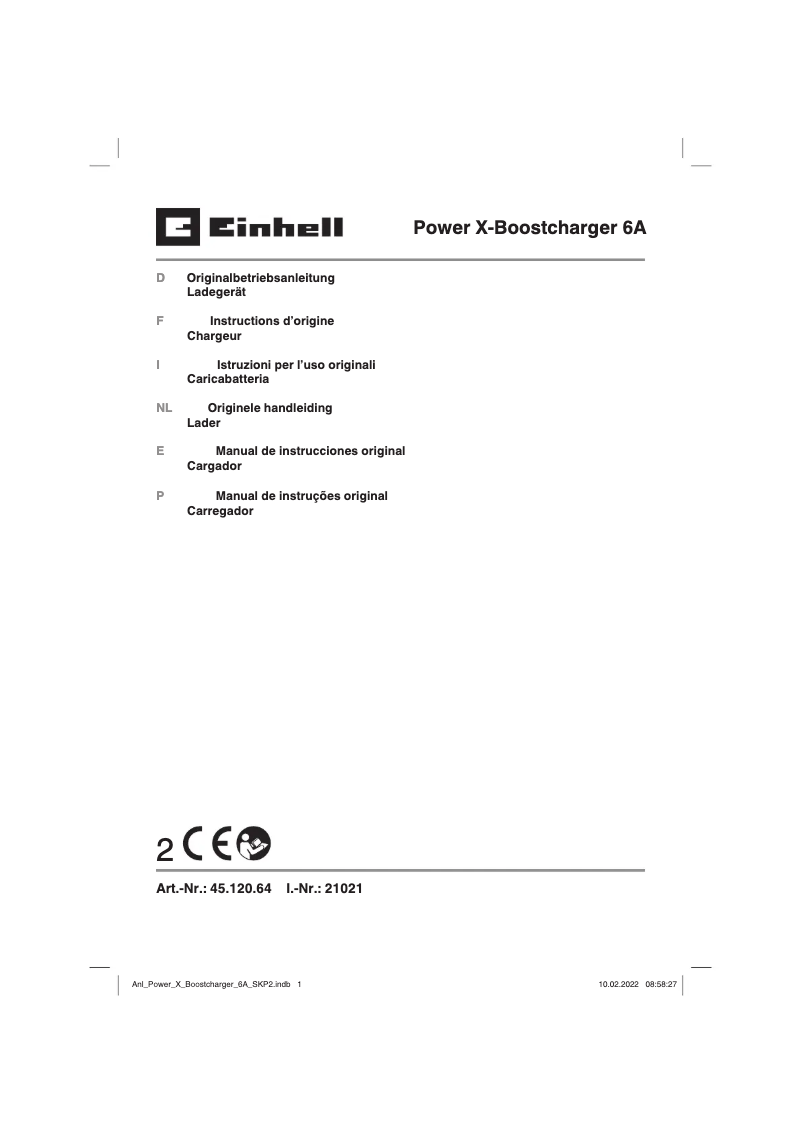 Imagen de la primera página del manual del dispositivo Power-X-Boostcharger 6A