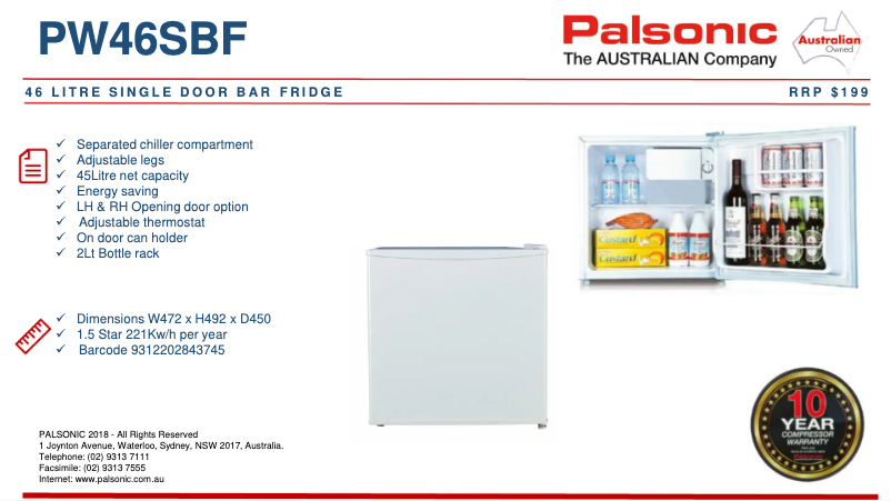 Página nº 1 - Ficha técnica Palsonic PW46SBF
