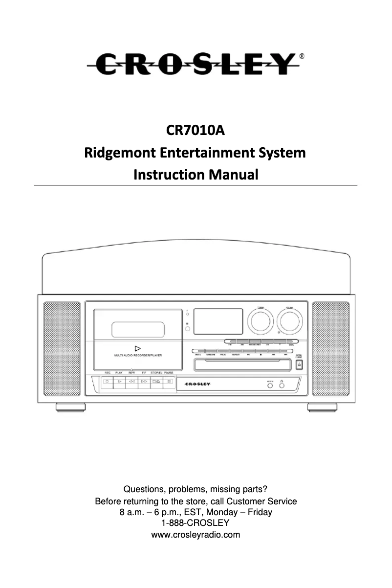 Imagen de la primera página del manual del dispositivo Ridgemont CR7010A