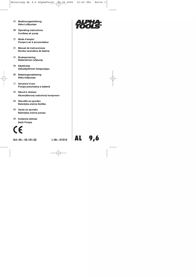 Página 1 del manual Manual de usuario Alpha Tools AL 9.6