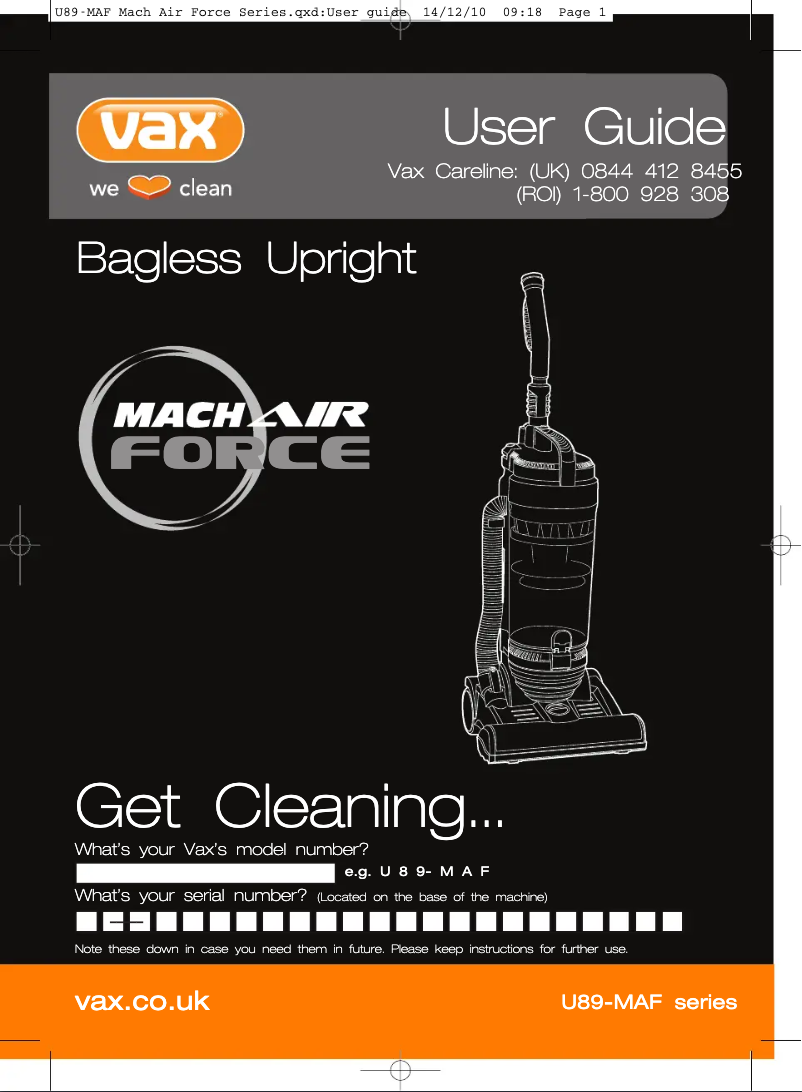 Página nº 1 - Manual de usuario Vax Air Force Pet