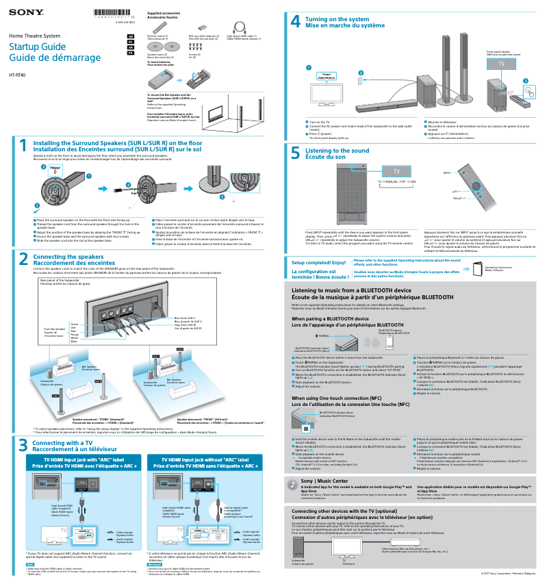 Imagen de la primera página del manual del dispositivo HT-RT40