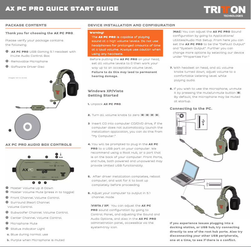 Página 1 del manual Manual de usuario Tritton AX PC Pro