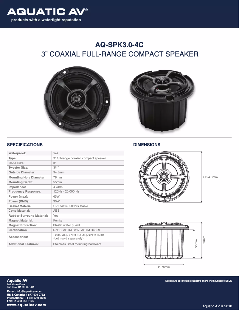 Página nº 1 - Manual de usuario Aquatic AV AQ-SPK3.0-4C
