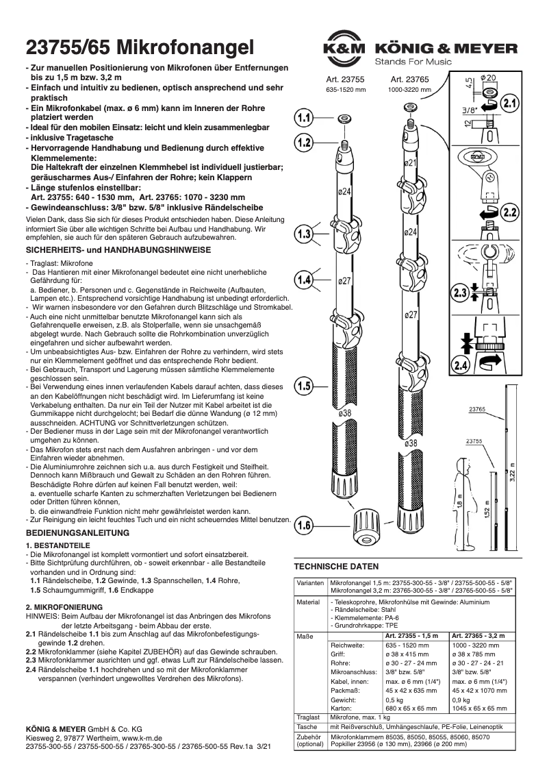 Página nº 1 - Manual de usuario Konig & Meyer 23755