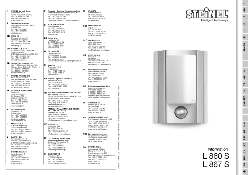 Imagen de la primera página del manual del dispositivo L 867 S