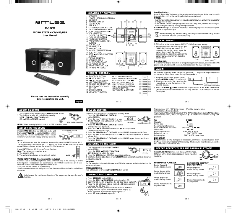 Imagen de la primera página del manual del dispositivo M-32CM