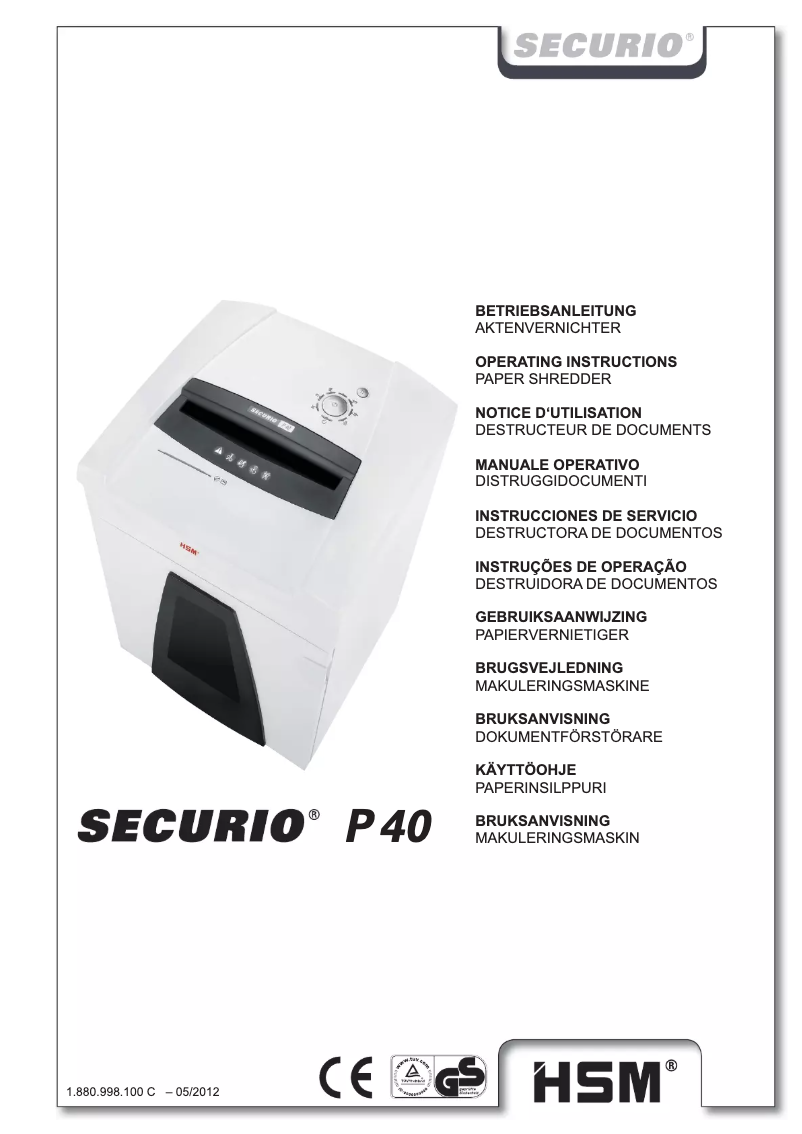 Página 1 del manual Manual de usuario HSM Securio P40