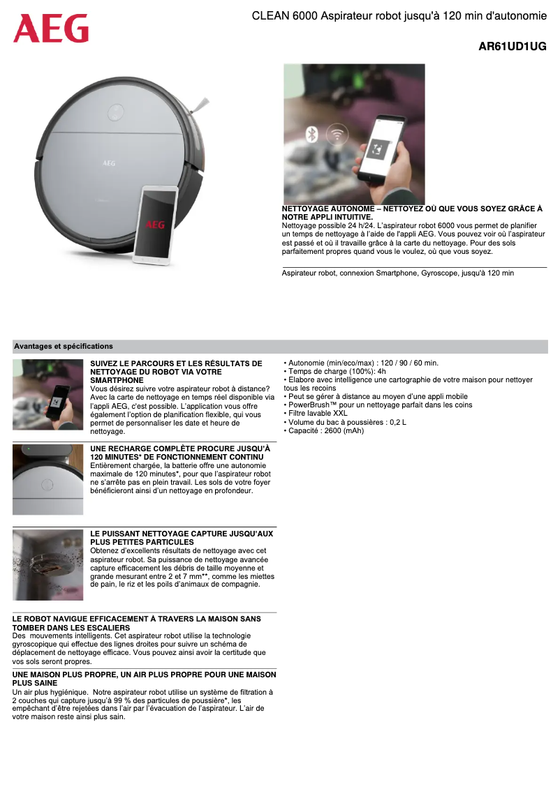 Página nº 1 - Ficha técnica AEG Clean 6000 AR61UD1UG