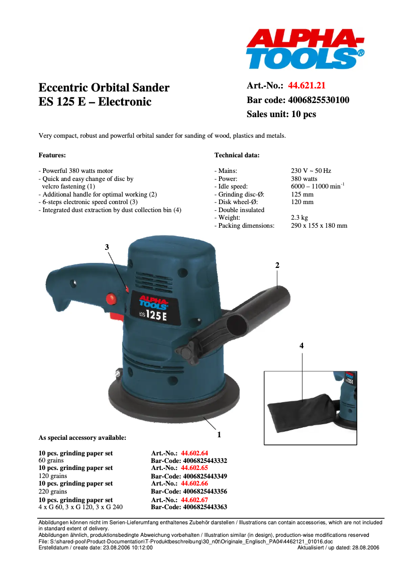 Página 1 del manual Manual de usuario Alpha Tools ES 125 E