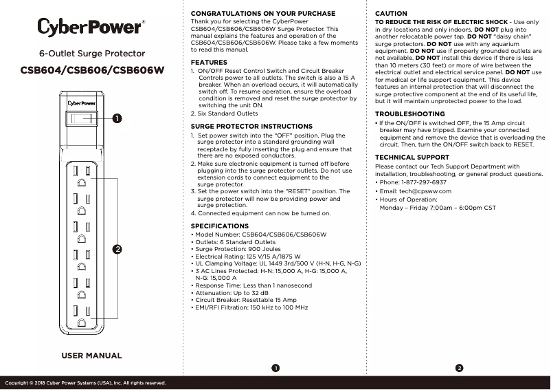 Página 1 del manual Manual de usuario CyberPower Essential CSB604