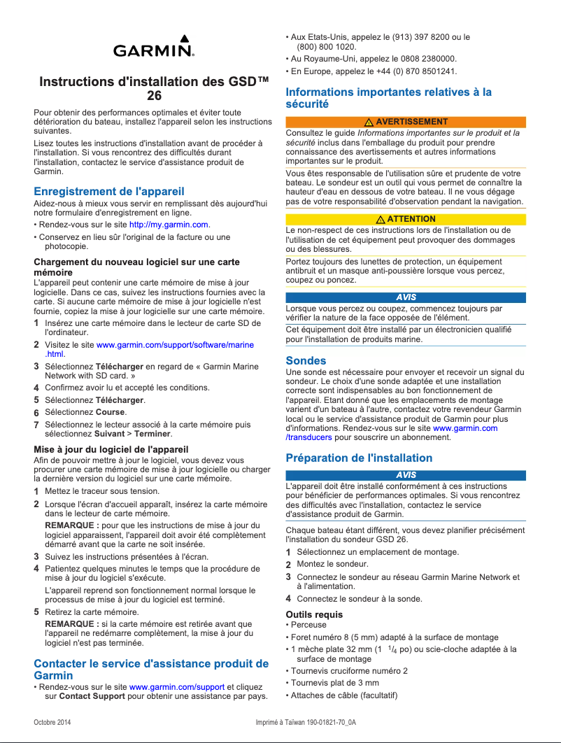 Página 1 del manual Guía de instalación Garmin GSD 26