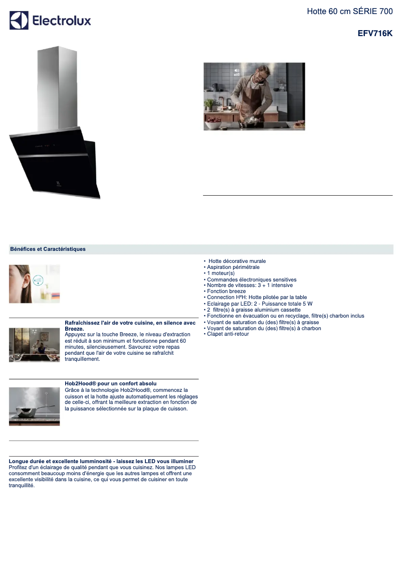 Página 1 del manual Ficha técnica Electrolux EFV716K