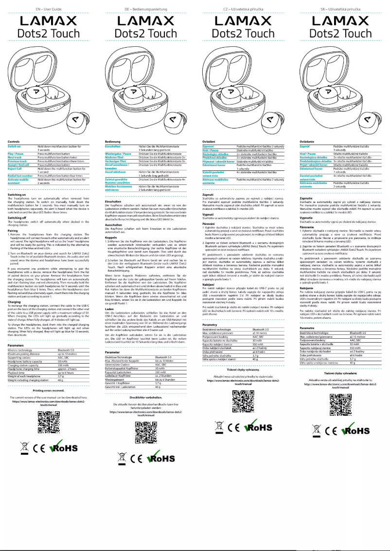 Imagen de la primera página del manual del dispositivo Dots2 Touch