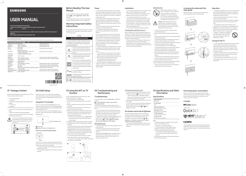 Imagen de la primera página del manual del dispositivo QN50LS01BAP