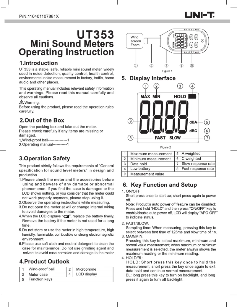 Imagen de la primera página del manual del dispositivo UT353