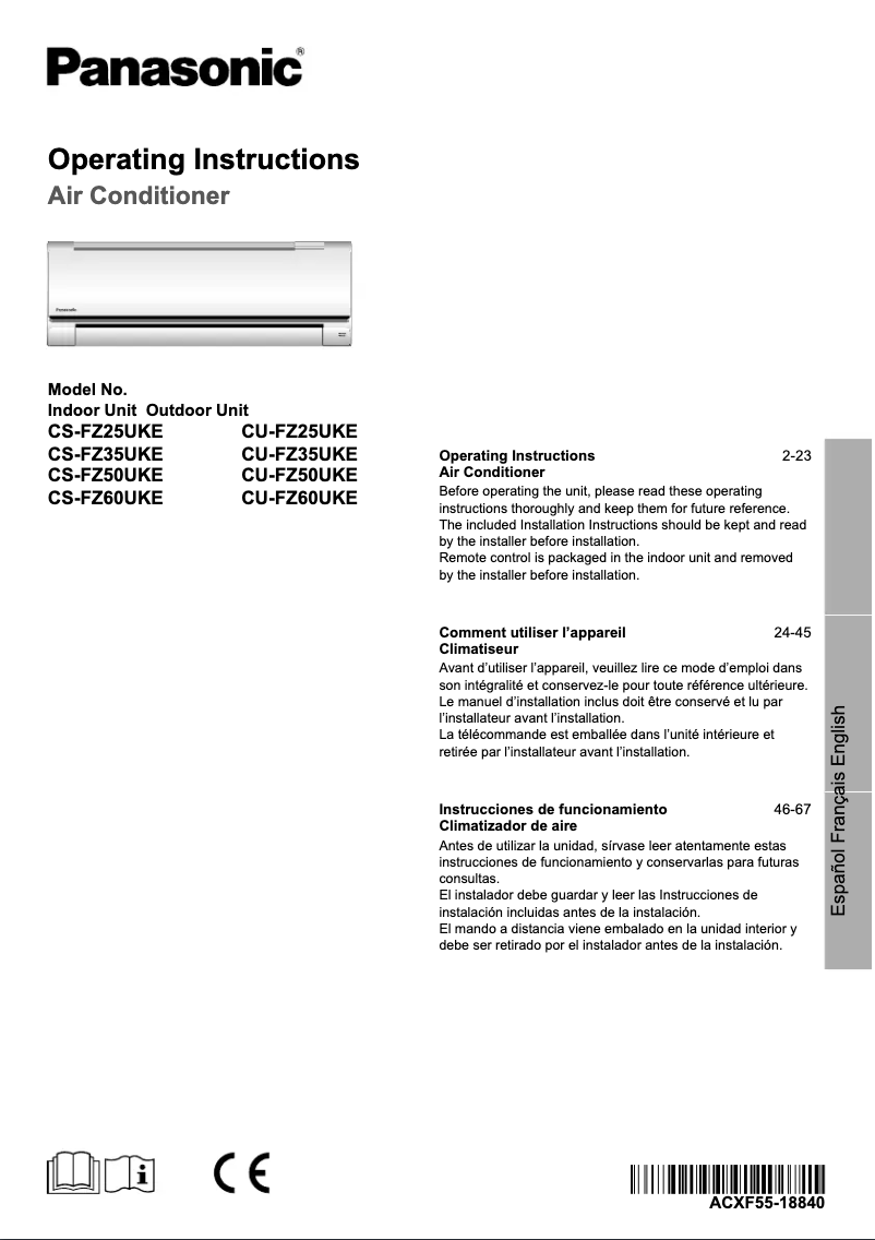 Imagen de la primera página del manual del dispositivo CS-FZ60UKE