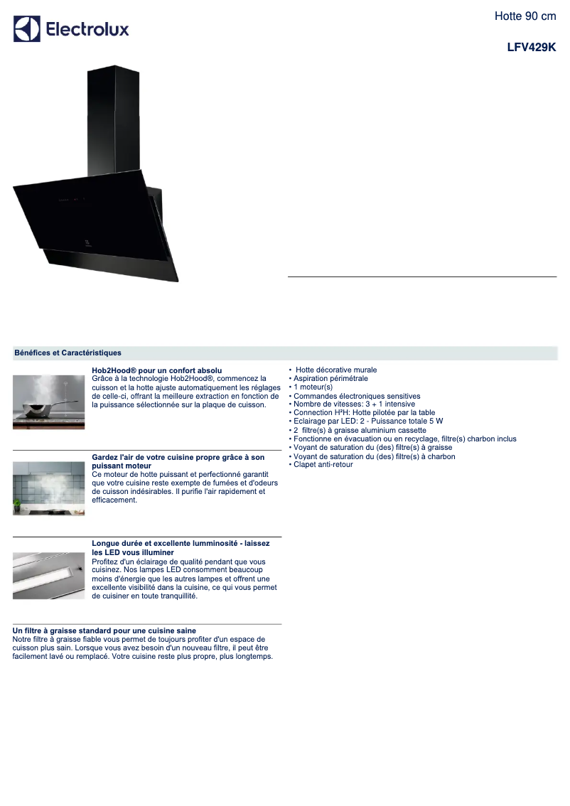 Página 1 del manual Ficha técnica Electrolux LFV429K