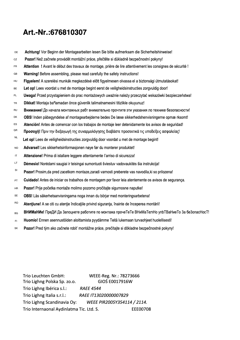 Imagen de la primera página del manual del dispositivo Modena 676810307